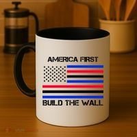 America First Build The Wall Flag Coffee Mug thumb 4