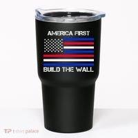 America First Build The Wall Flag Tumbler thumb 0