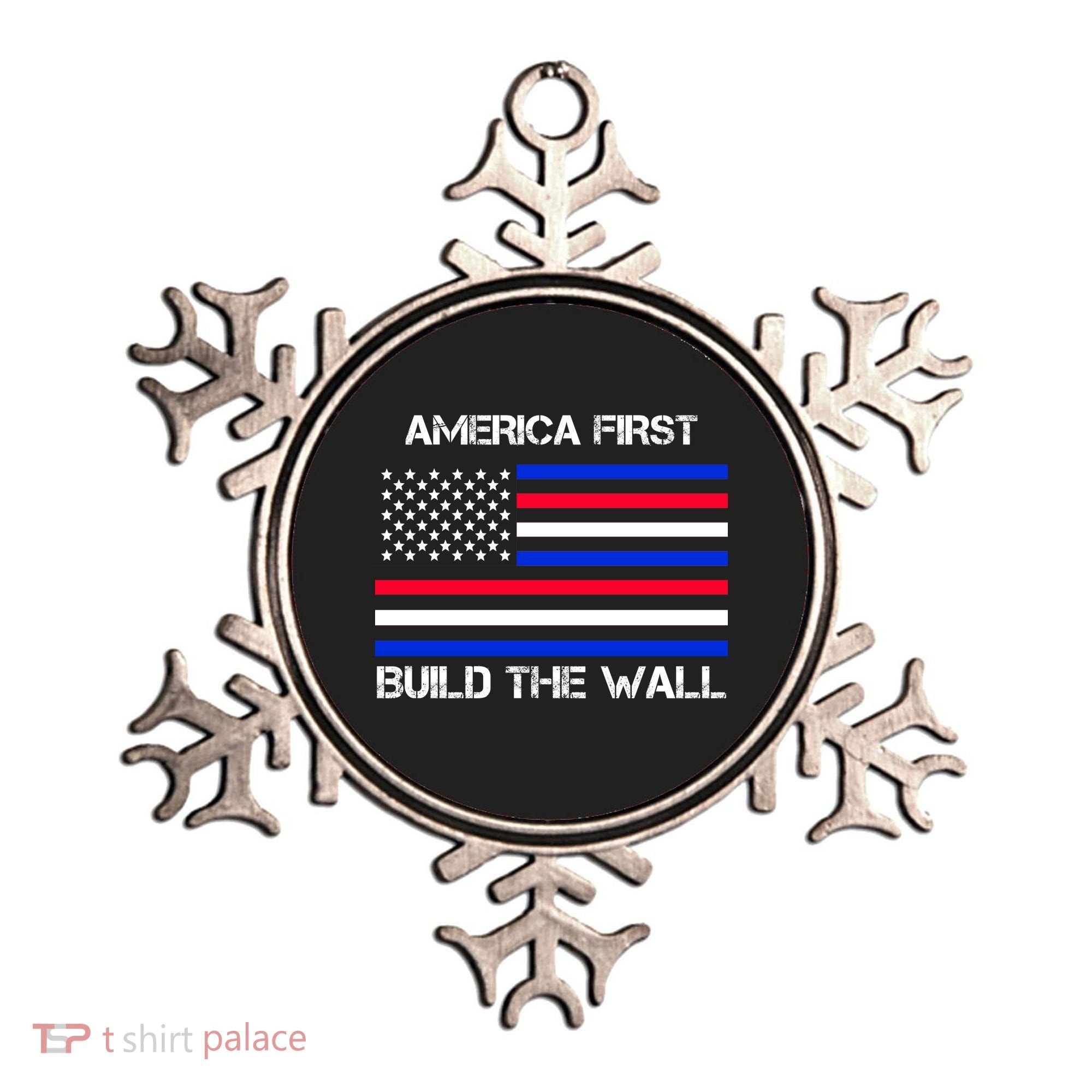 America First Build The Wall Flag Ornament