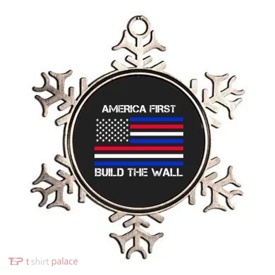 America First Build The Wall Flag Ornament