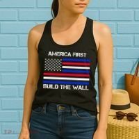 America First Build The Wall Flag Women's Tank Top thumb 2