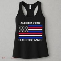 America First Build The Wall Flag Women's Tank Top thumb 3