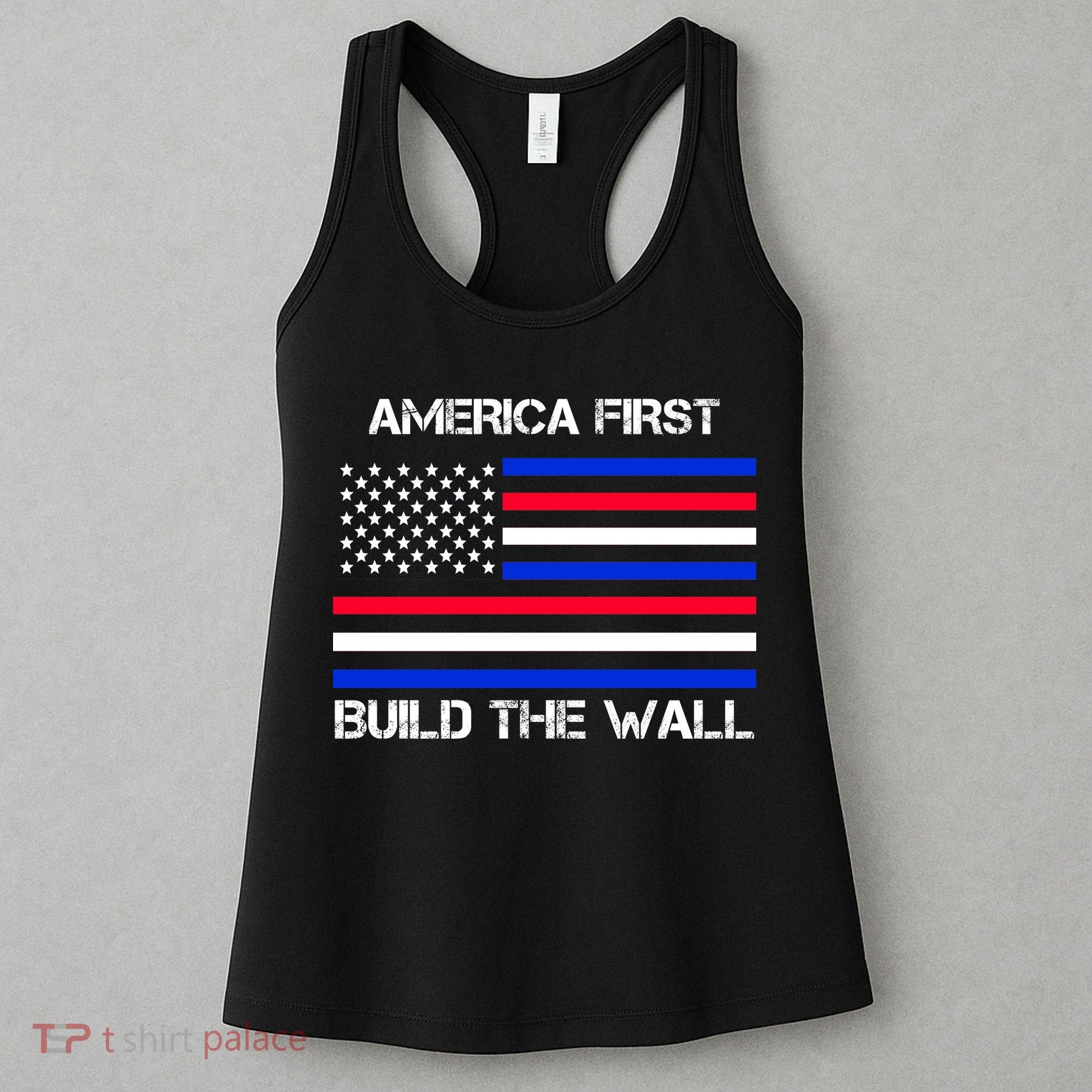 America First Build The Wall Flag Women's Tank Top