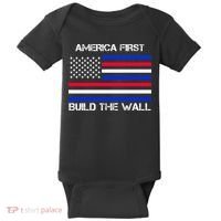 America First Build The Wall Flag Baby Bodysuit thumb 0