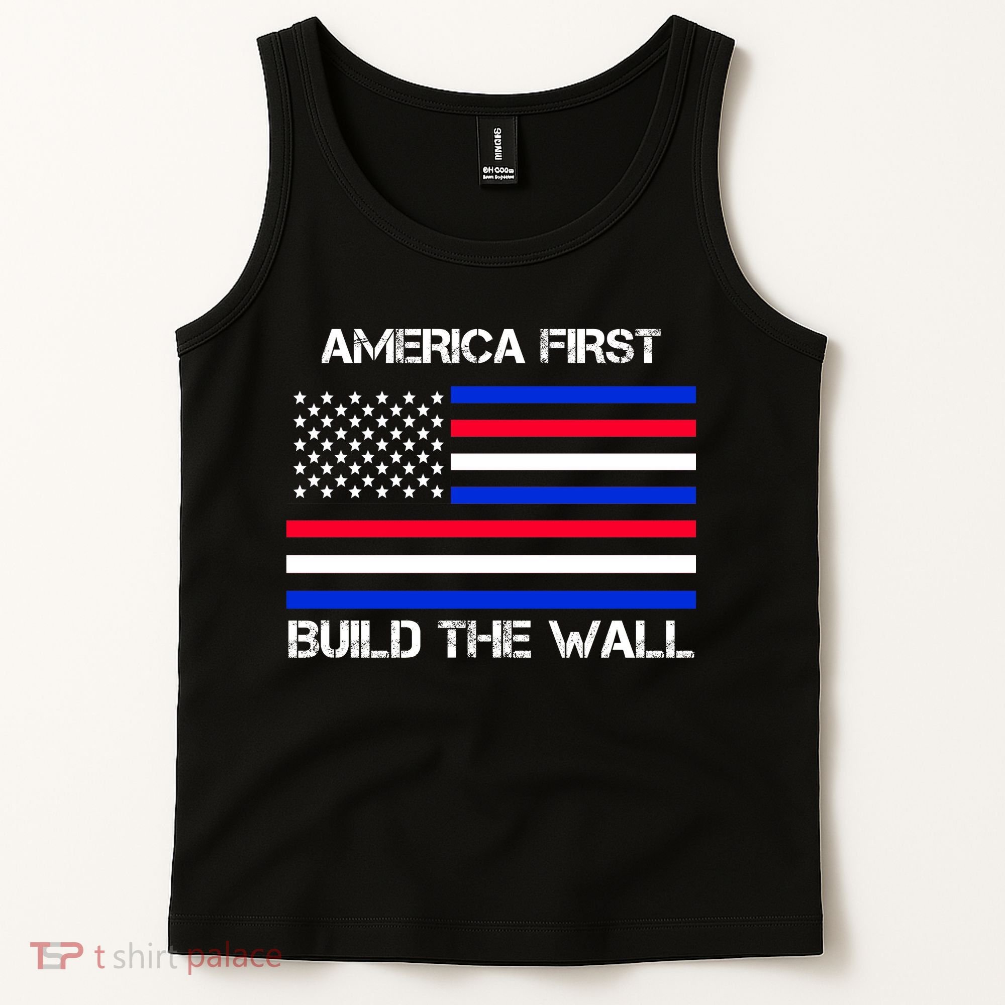 America First Build The Wall Flag Tank Top
