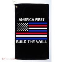 America First Build The Wall Flag Golf Towel thumb 0