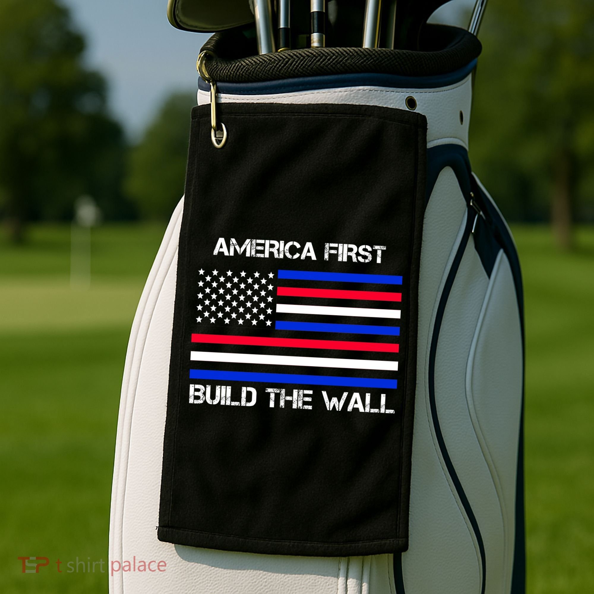 America First Build The Wall Flag Golf Towel