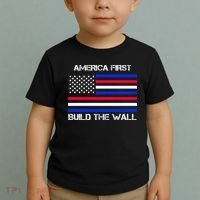 America First Build The Wall Flag Toddler T-Shirt thumb 2