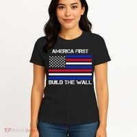 America First Build The Wall Flag Women's T-Shirt thumb 4