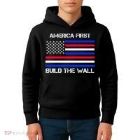 America First Build The Wall Flag Kids Hoodie thumb 4