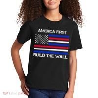 America First Build The Wall Flag Kids T-Shirt thumb 2
