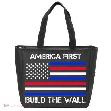 America First Build The Wall Flag Tote Bag