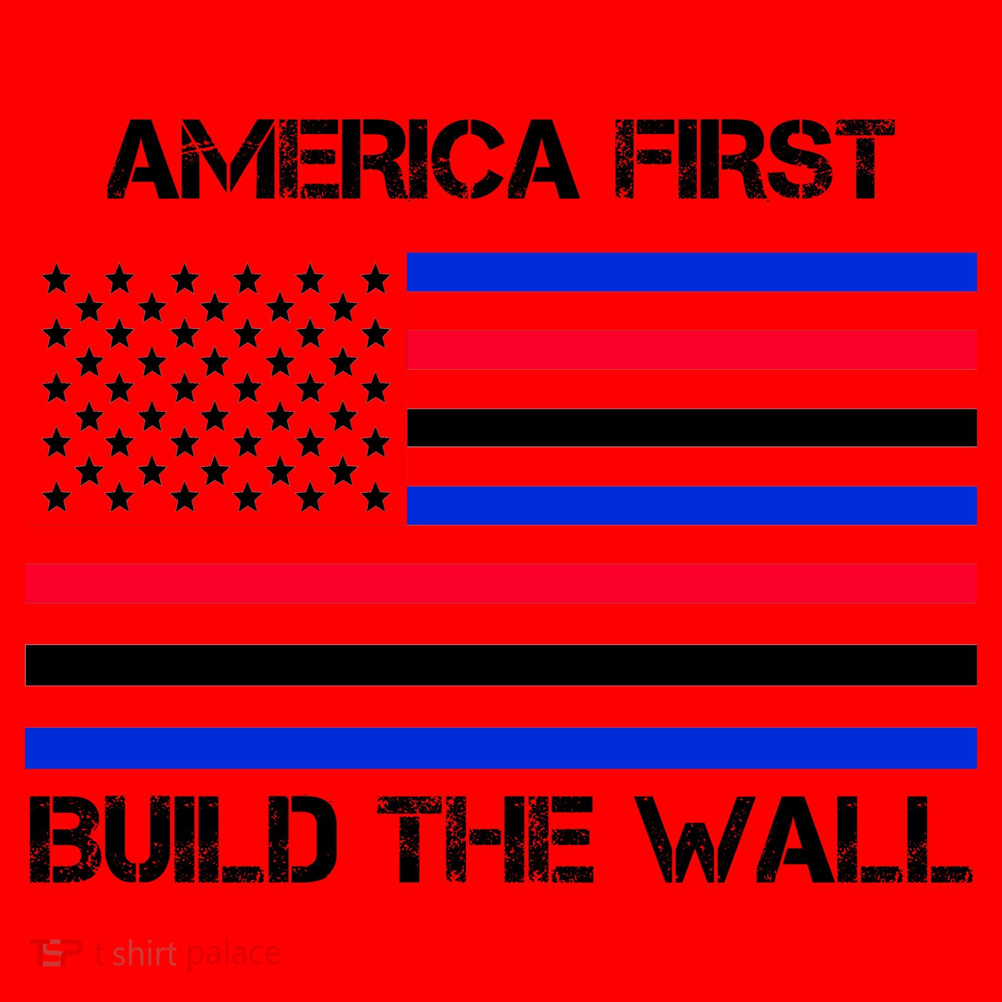 America First Build The Wall Flag Santa Hat