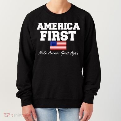 America First Make America Great Again Donald Trump USA Flag Women's Sweatshirt