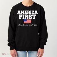 America First Make America Great Again Donald Trump USA Flag Women's Sweatshirt thumb 0