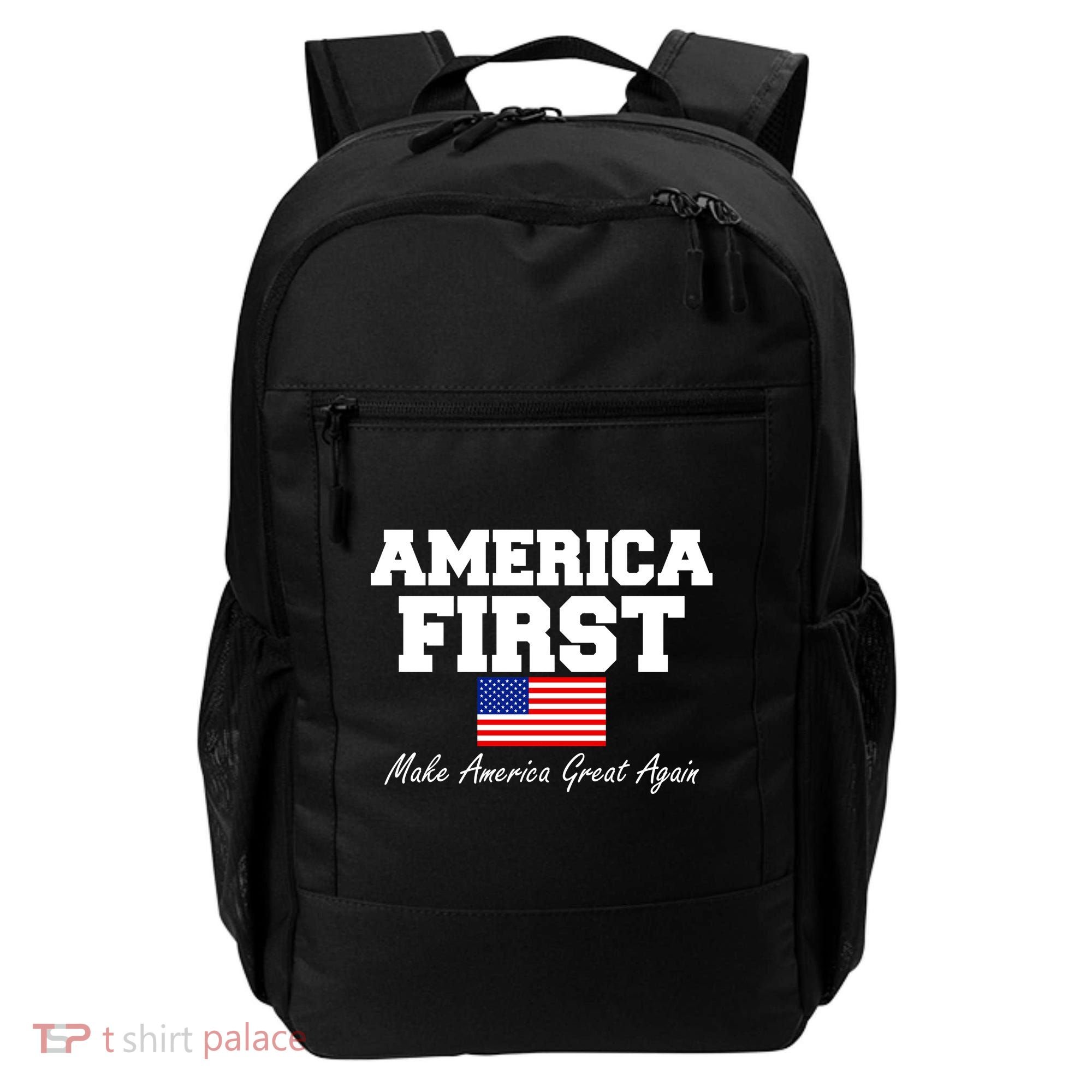 America First Make America Great Again Donald Trump USA Flag Backpack