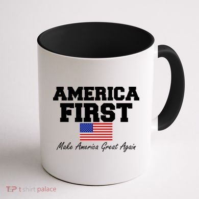 America First Make America Great Again Donald Trump USA Flag Coffee Mug back