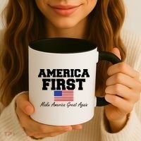 America First Make America Great Again Donald Trump USA Flag Coffee Mug thumb 3