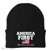 America First Make America Great Again Donald Trump USA Flag Beanie thumb 0