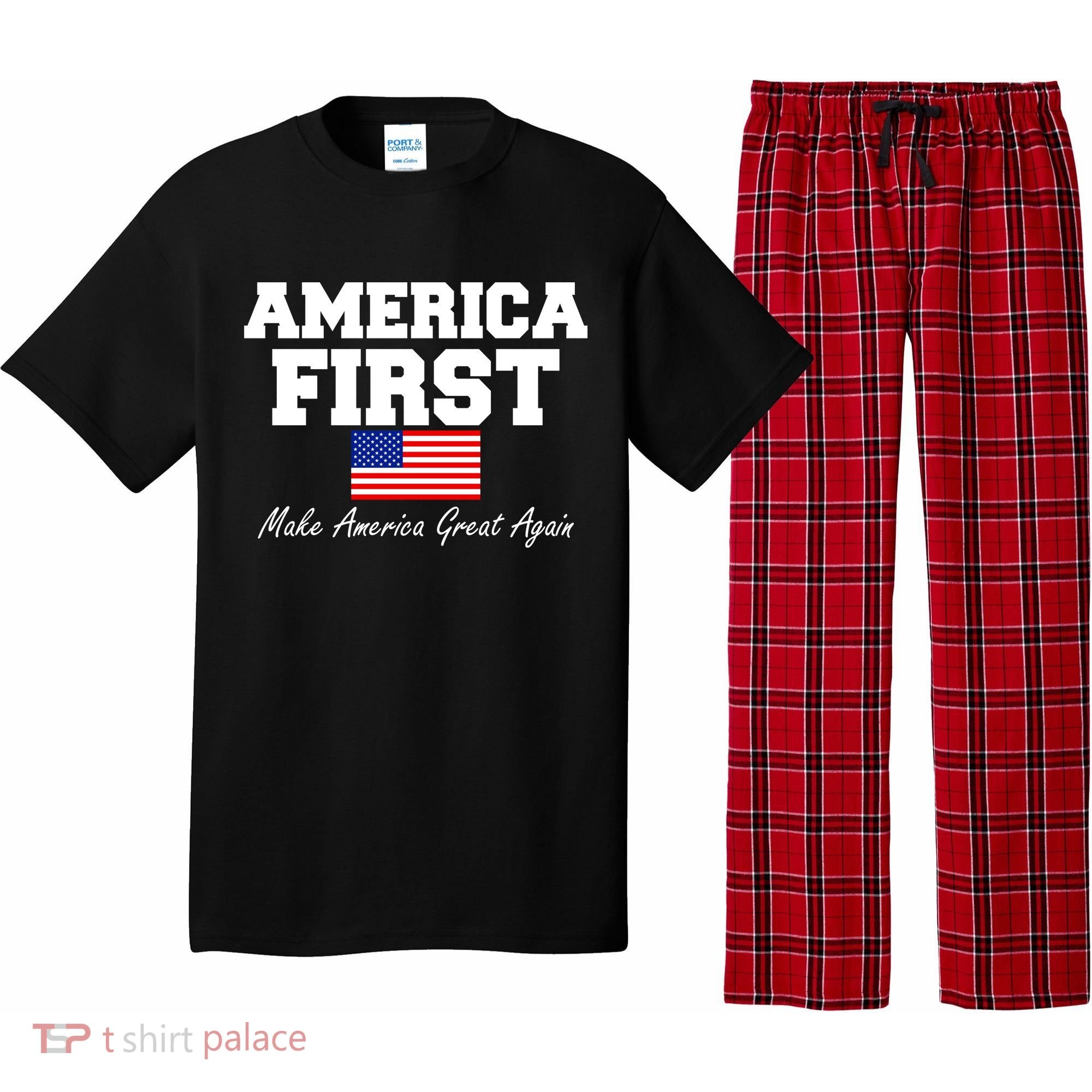 America First Make America Great Again Donald Trump USA Flag Pajama Set