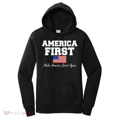America First Make America Great Again Donald Trump USA Flag Women's Hoodie