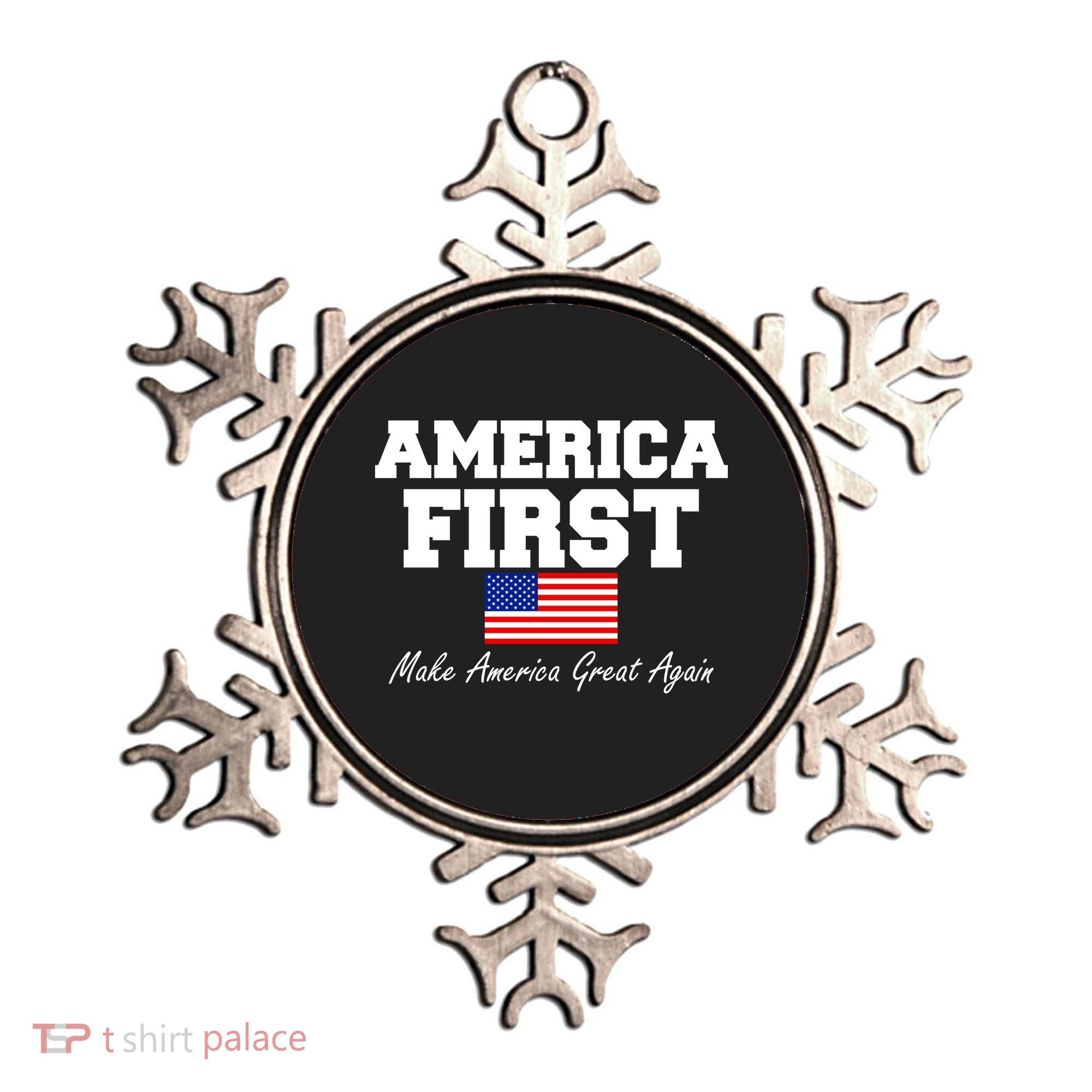 America First Make America Great Again Donald Trump USA Flag Ornament