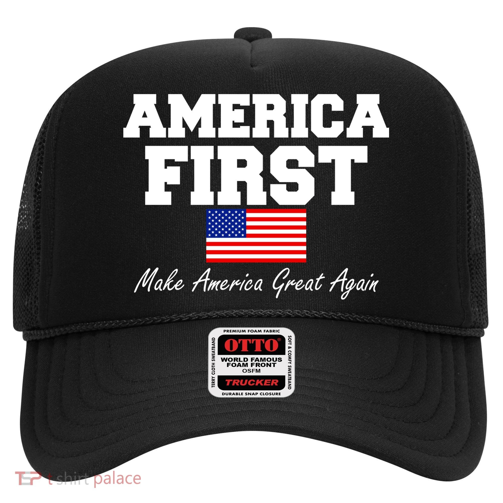 America First Make America Great Again Donald Trump USA Flag Hat