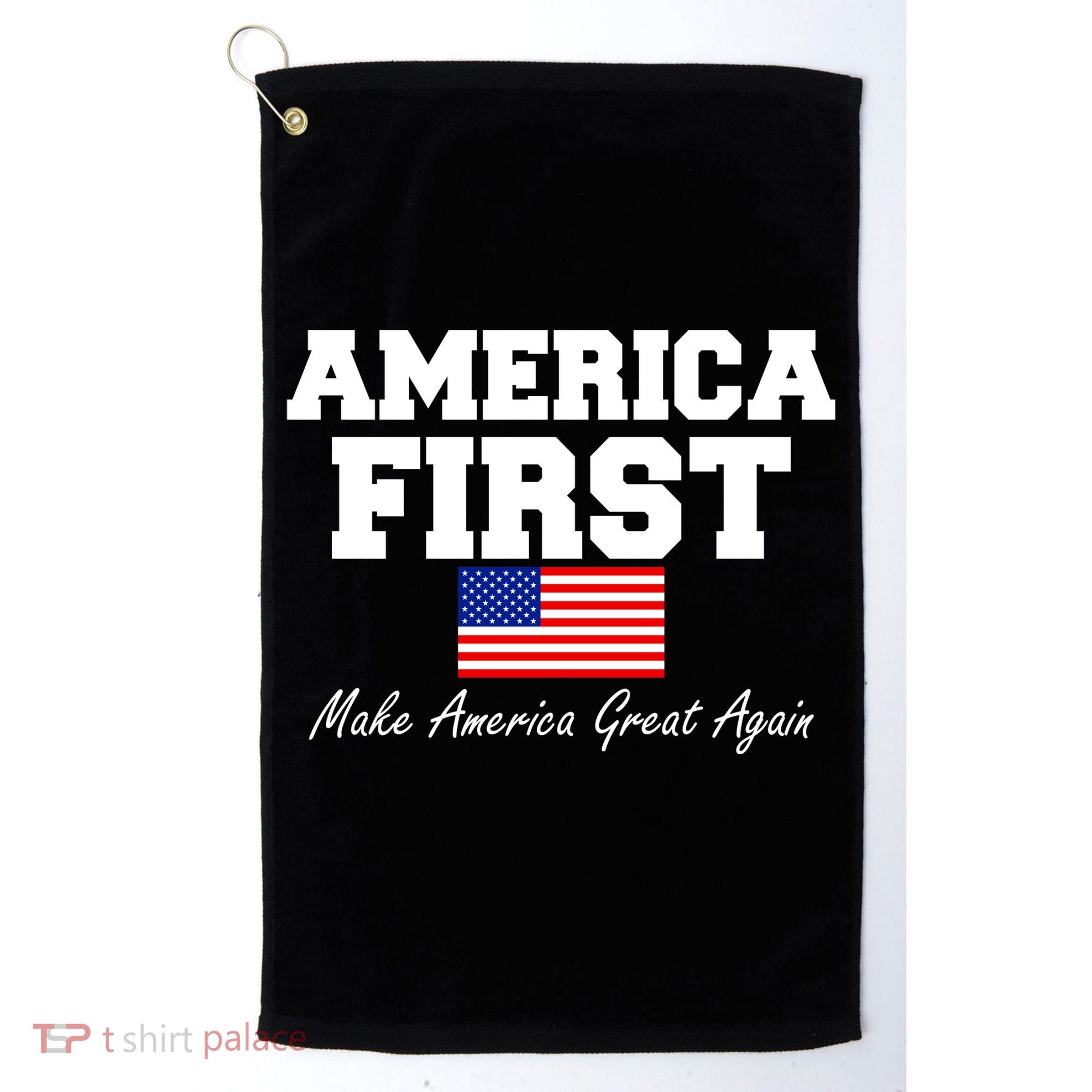 America First Make America Great Again Donald Trump USA Flag Golf Towel