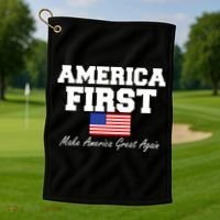 America First Make America Great Again Donald Trump USA Flag Golf Towel thumb 1