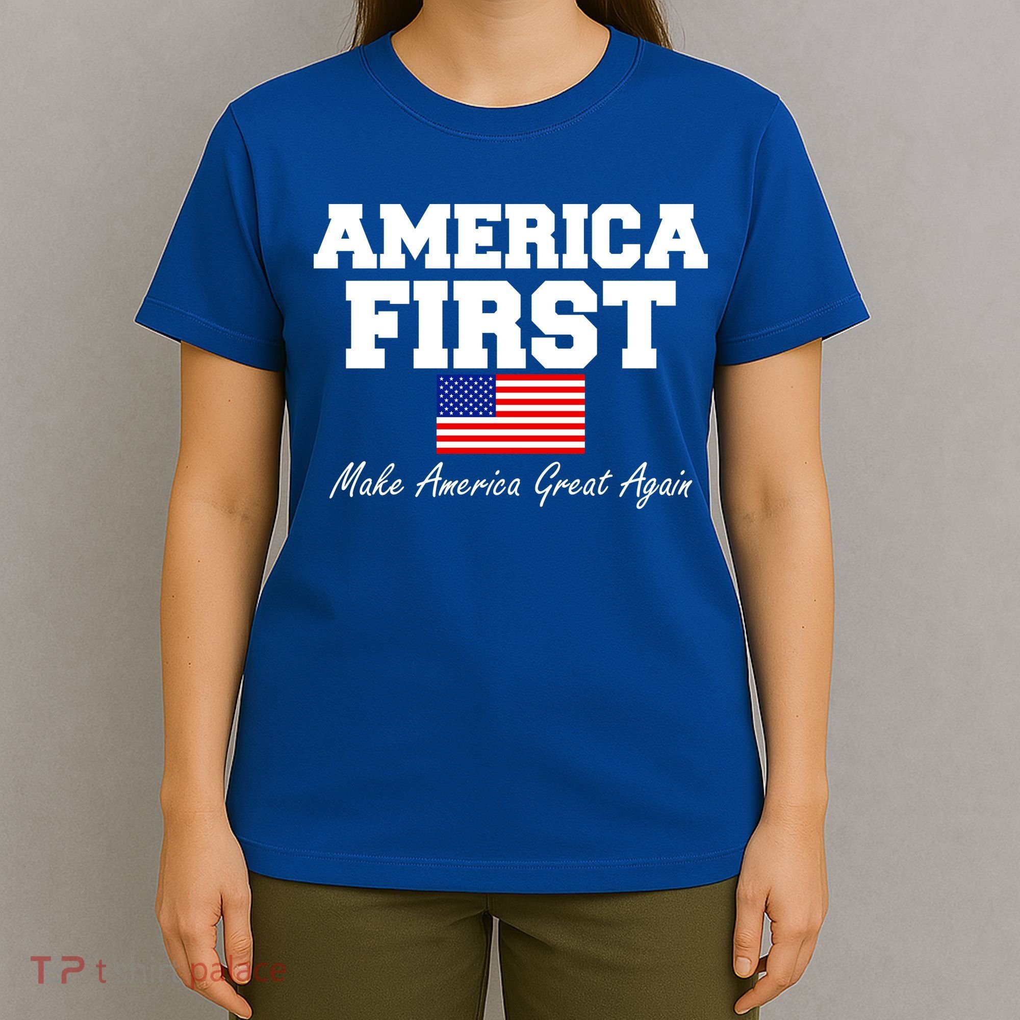 America First Make America Great Again Donald Trump USA Flag T-Shirt