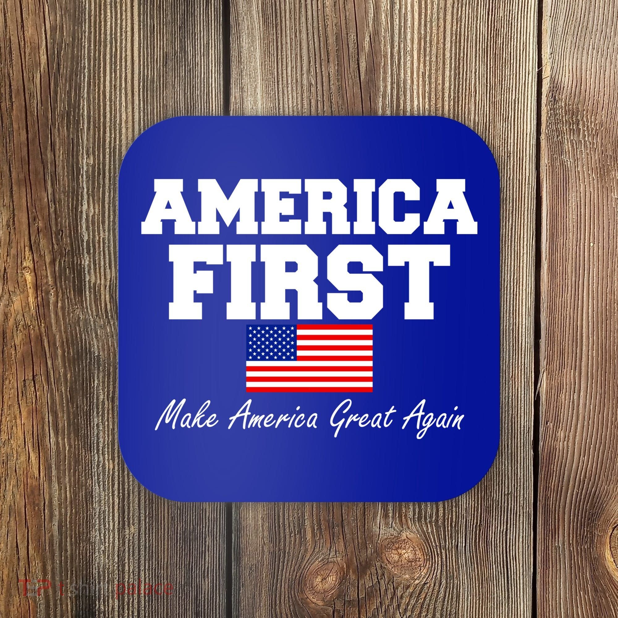 America First Make America Great Again Donald Trump USA Flag Coaster