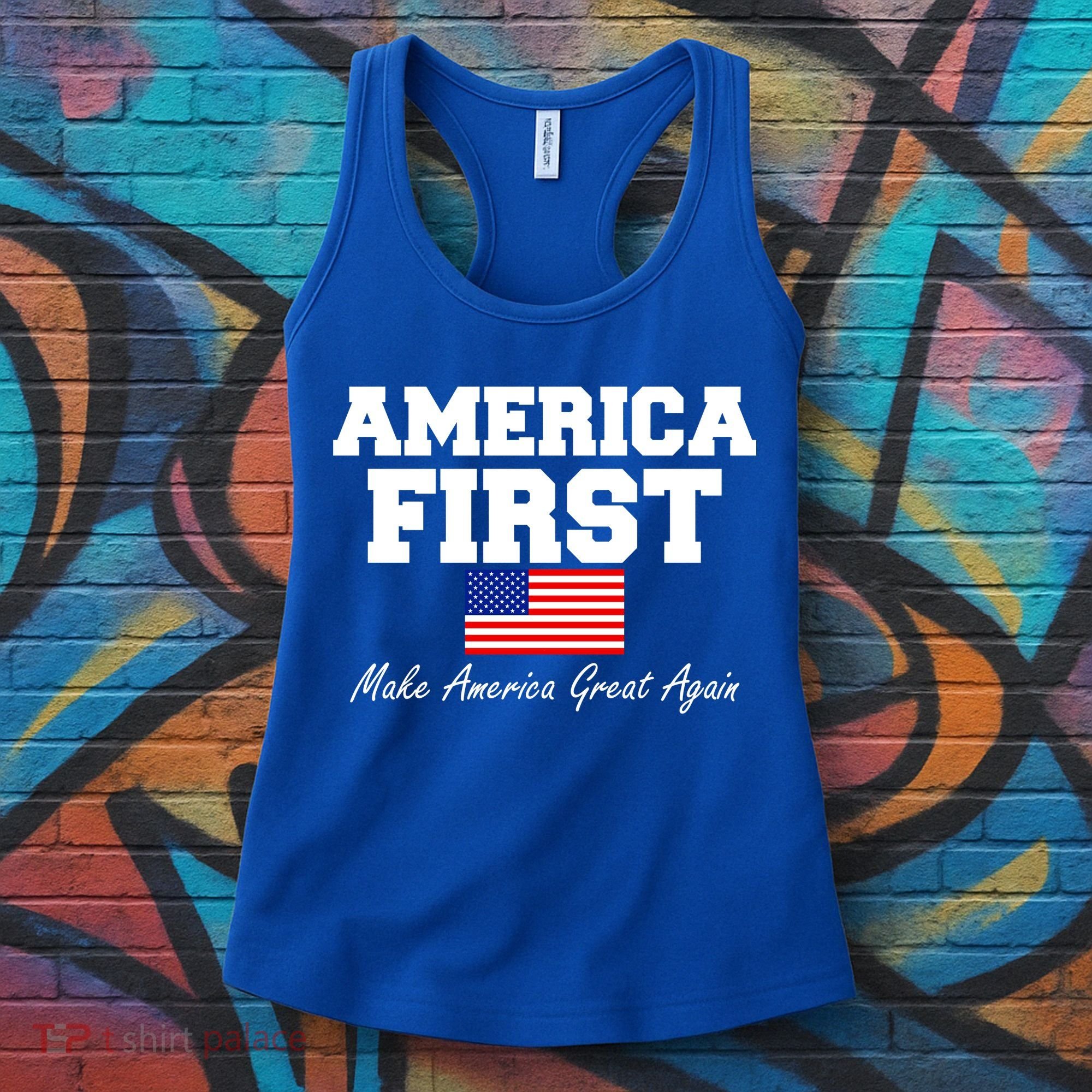 America First Make America Great Again Donald Trump USA Flag Women's Tank Top