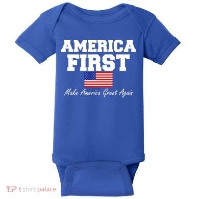 America First Make America Great Again Donald Trump USA Flag Baby Bodysuit
