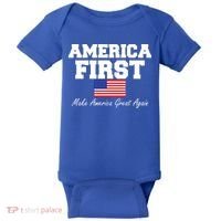 America First Make America Great Again Donald Trump USA Flag Baby Bodysuit thumb 0