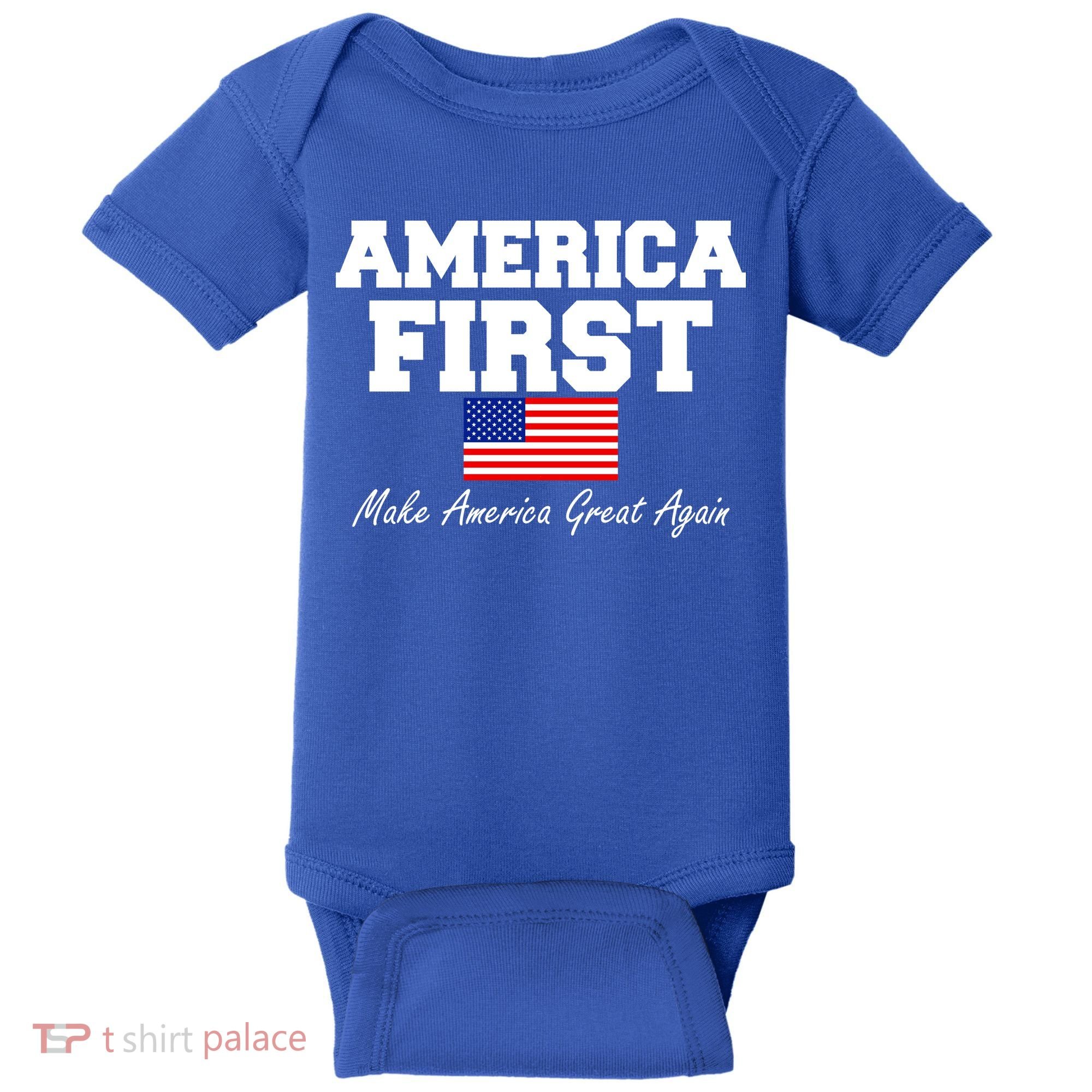 America First Make America Great Again Donald Trump USA Flag Baby Bodysuit