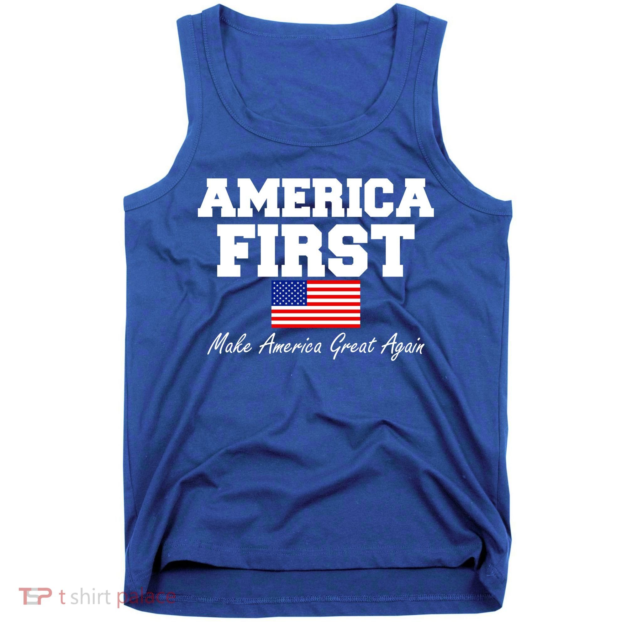 America First Make America Great Again Donald Trump USA Flag Tank Top