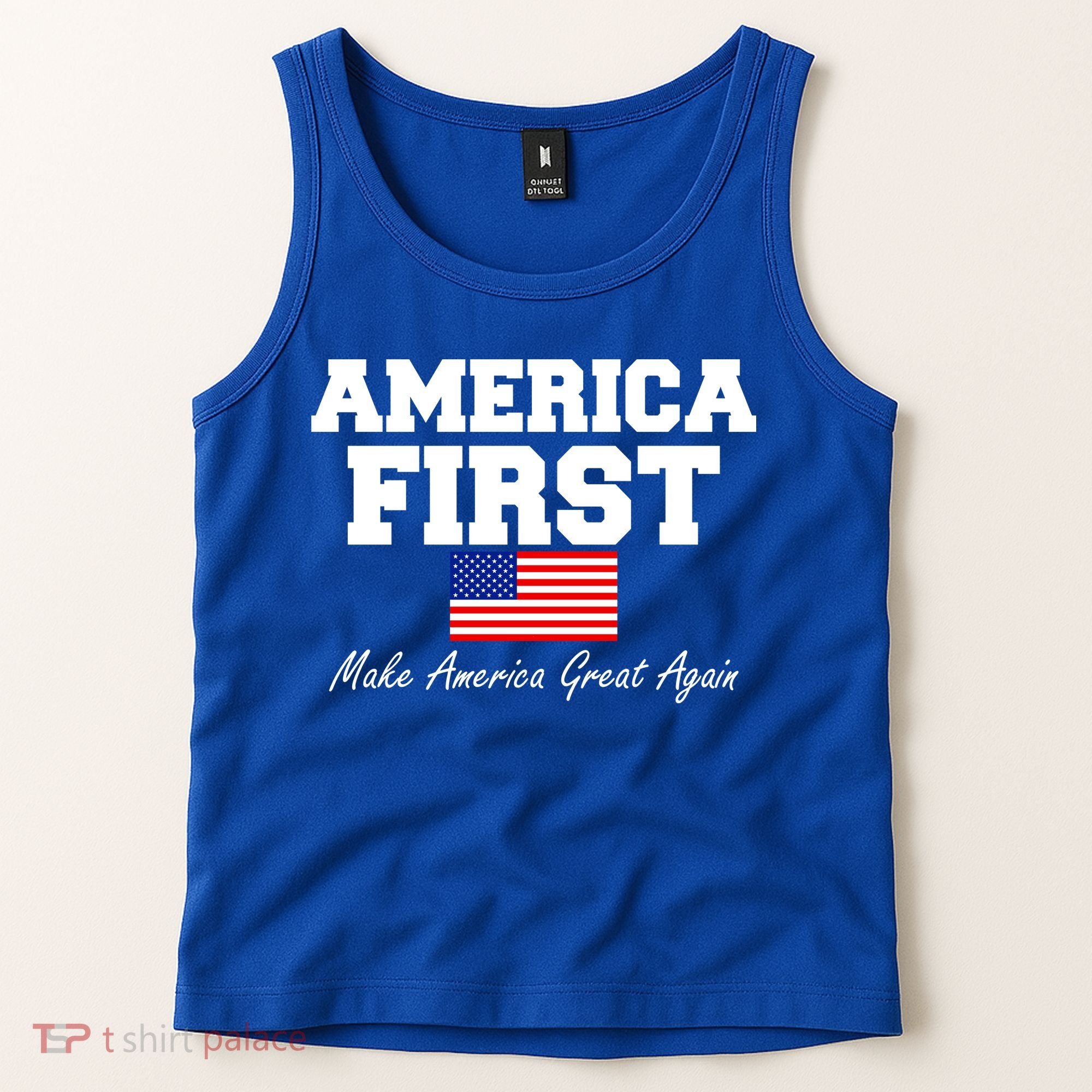 America First Make America Great Again Donald Trump USA Flag Tank Top