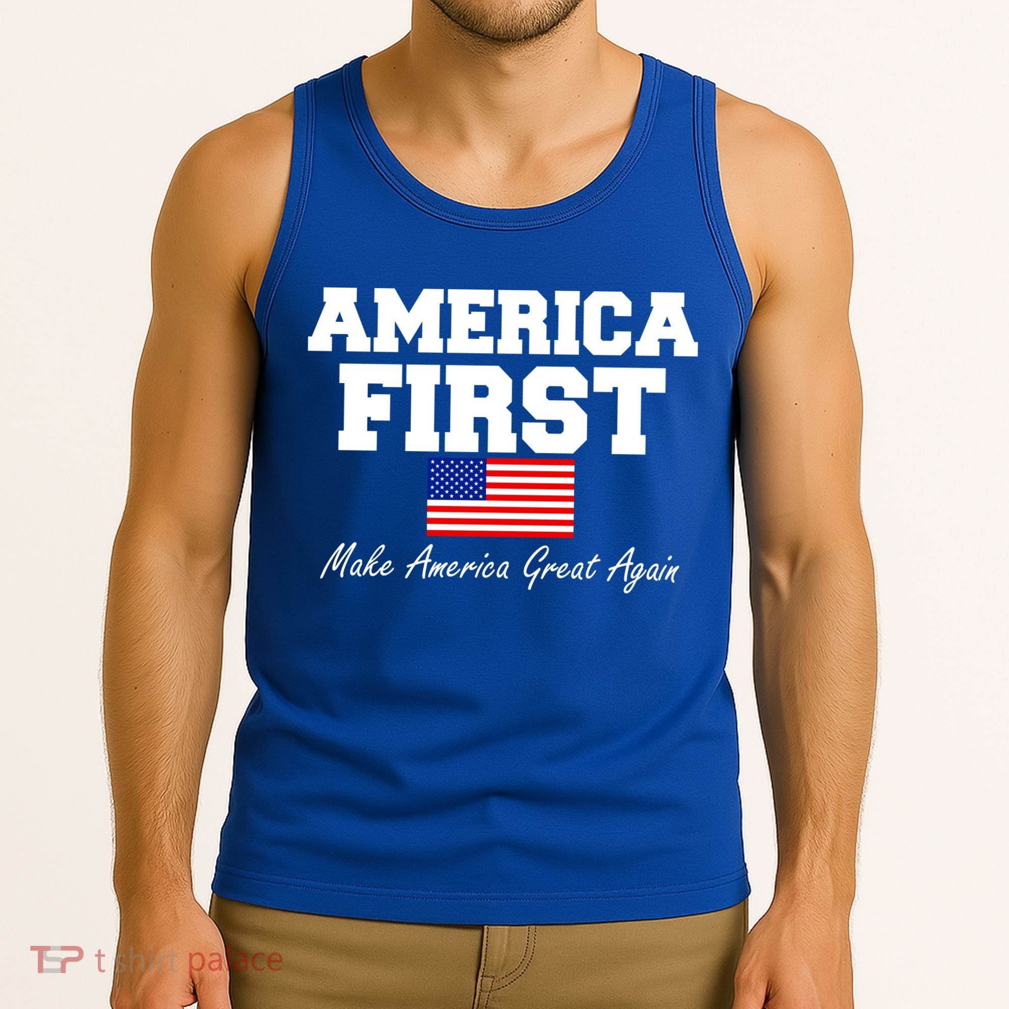 America First Make America Great Again Donald Trump USA Flag Tank Top