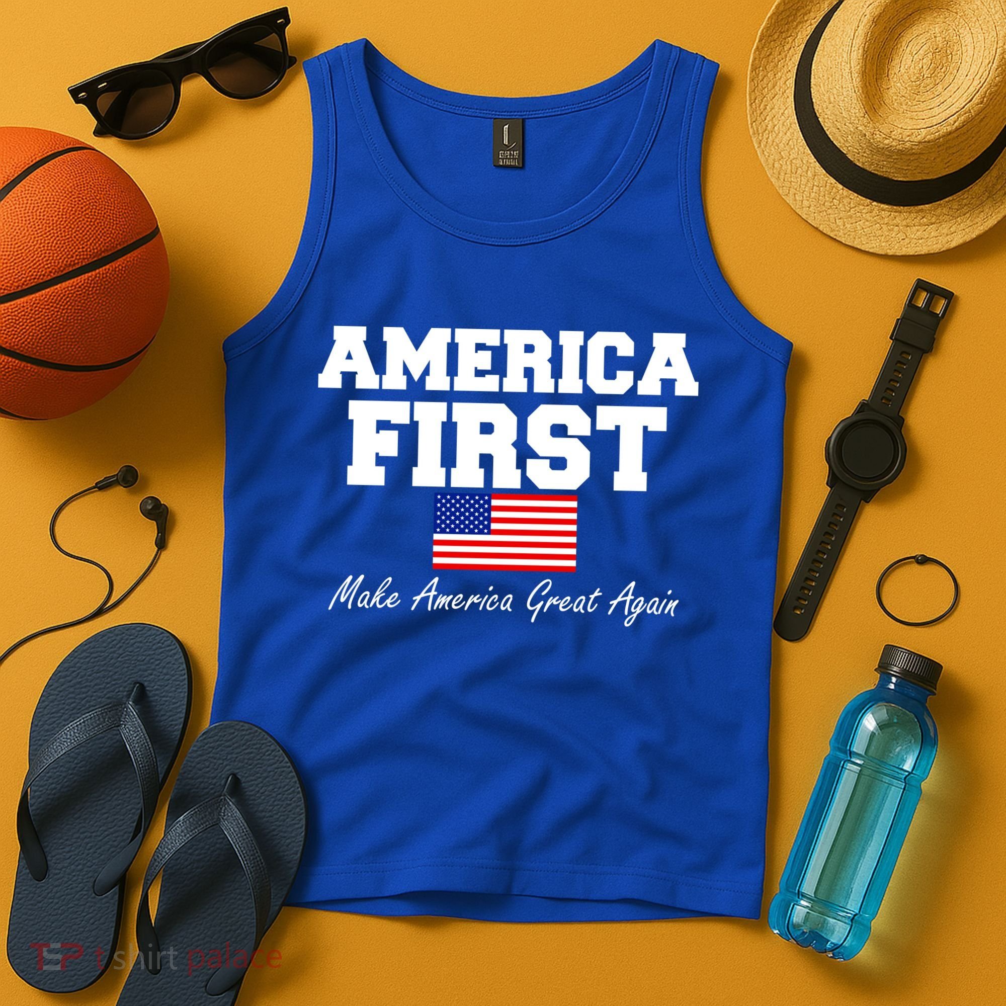 America First Make America Great Again Donald Trump USA Flag Tank Top