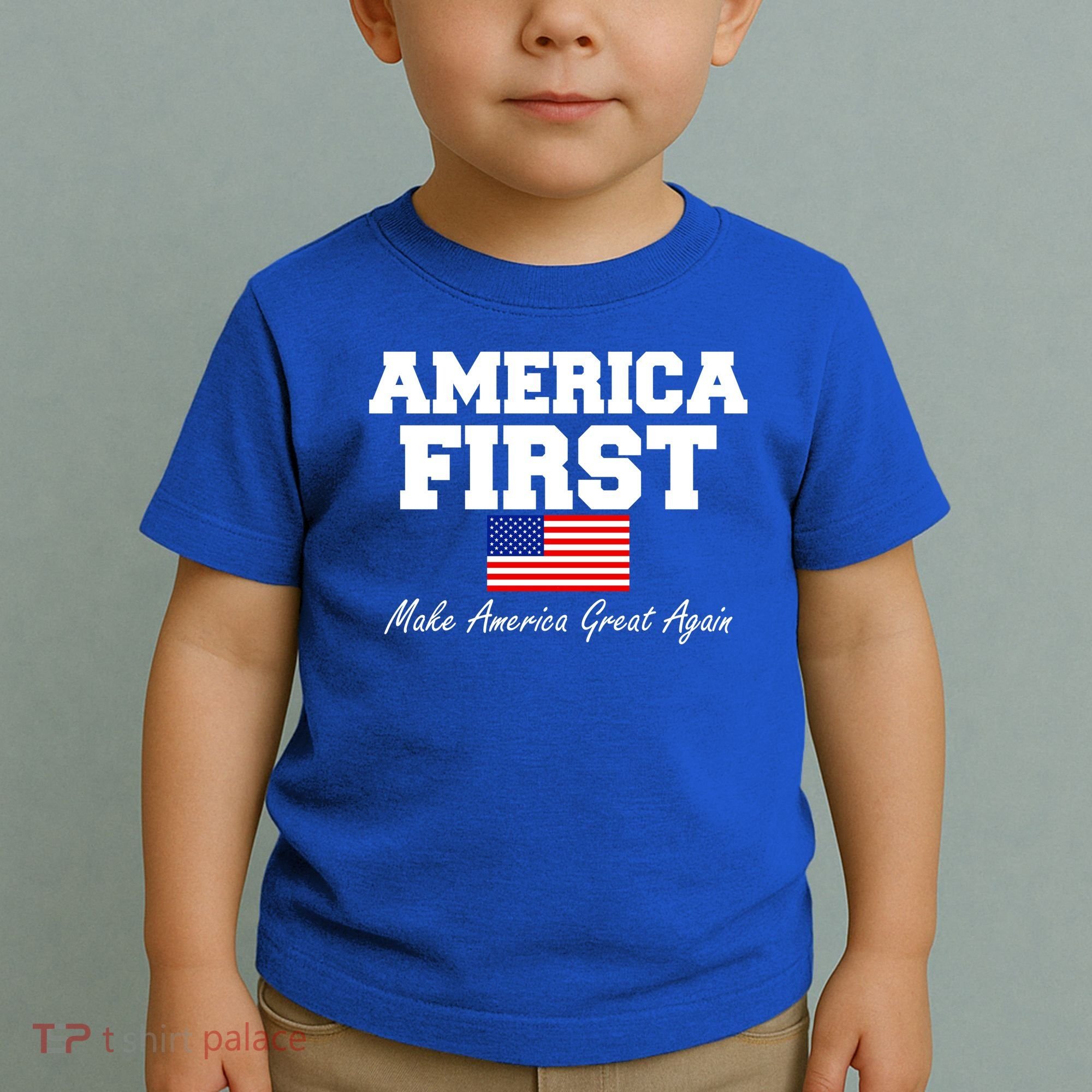 America First Make America Great Again Donald Trump USA Flag Toddler T-Shirt