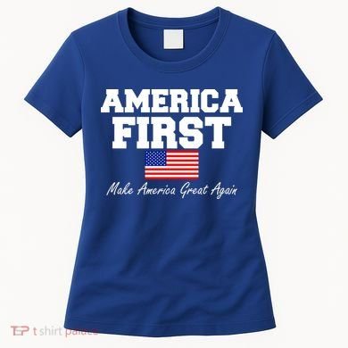 America First Make America Great Again Donald Trump USA Flag Women's T-Shirt
