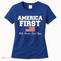 America First Make America Great Again Donald Trump USA Flag Women's T-Shirt thumb 0