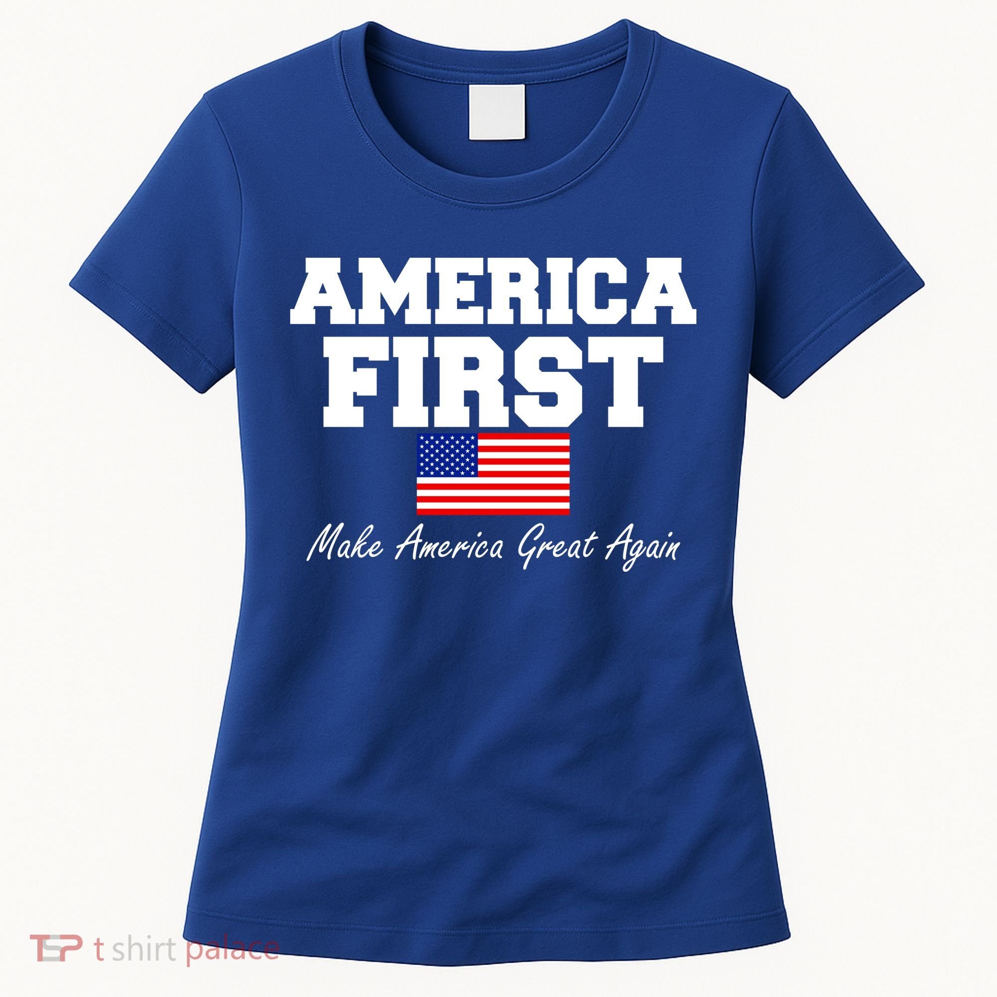 America First Make America Great Again Donald Trump USA Flag Women's T-Shirt