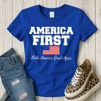 America First Make America Great Again Donald Trump USA Flag Women's T-Shirt thumb 3