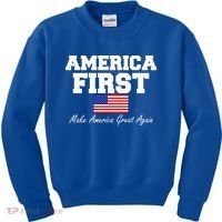 America First Make America Great Again Donald Trump USA Flag Kids Sweatshirt thumb 0