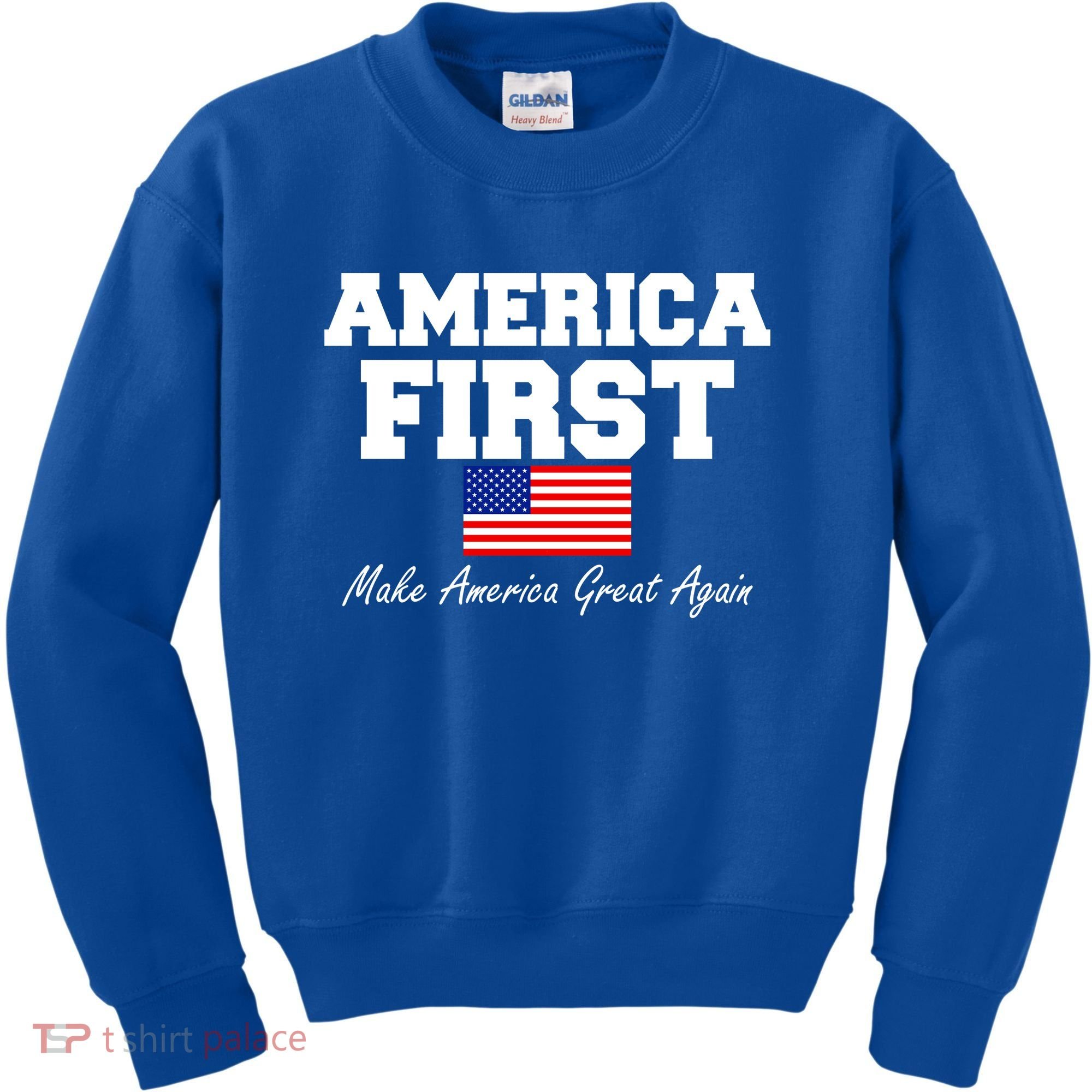America First Make America Great Again Donald Trump USA Flag Kids Sweatshirt