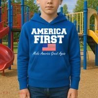 America First Make America Great Again Donald Trump USA Flag Kids Hoodie thumb 2