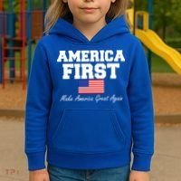 America First Make America Great Again Donald Trump USA Flag Kids Hoodie thumb 3