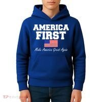 America First Make America Great Again Donald Trump USA Flag Kids Hoodie thumb 4