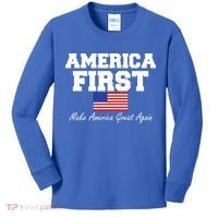 America First Make America Great Again Donald Trump USA Flag Kids Long Sleeve Shirt thumb 0